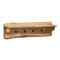 Live Edge Wood Coat Hooks with Shelf I30624