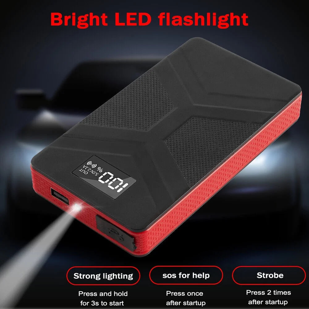 20000mAh Portable Car Battery Jump Starter with LED Light Black Q279141