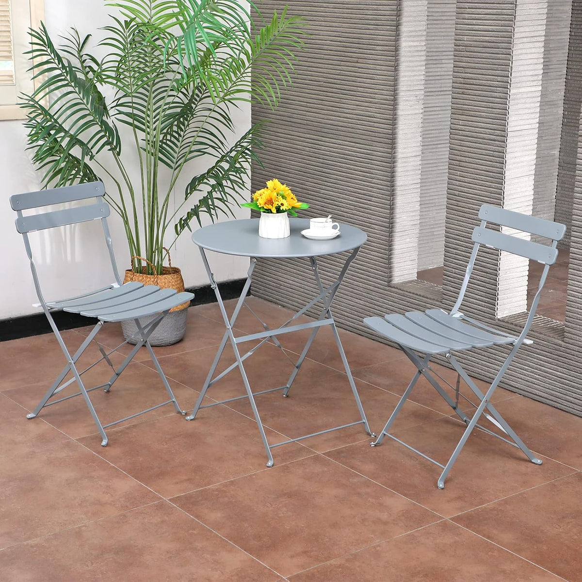 3-Piece Steel Patio Bistro Set Navy Blue F99784