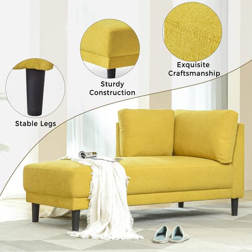 Yellow Fabric Upholstered Corner Chaise Lounge K8865