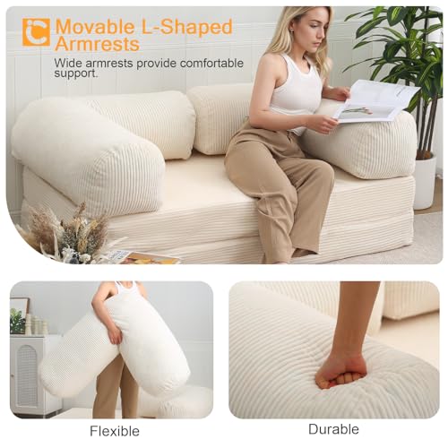Beige Queen Folding Sofa Bed D9056