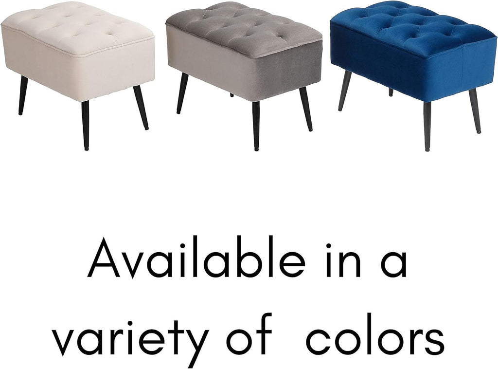 Grey Velvet Ottoman Foot Stool with Steel Legs U515