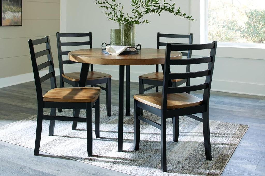 Black Dining Table and 4 Chairs Set of 5 C881