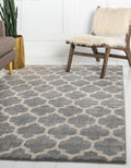 Light Gray Beige 7' 1 x 10' Geometric Trellis Rug D6645