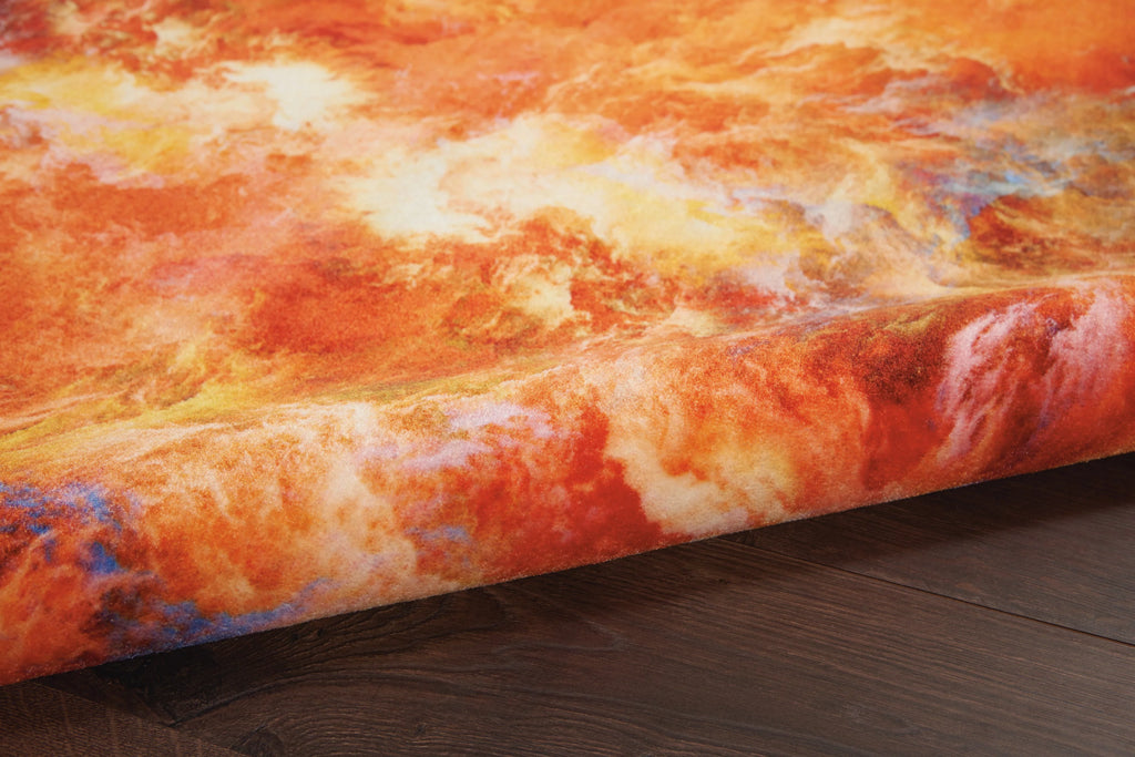 Abstract Red Flame Area Rug F78676