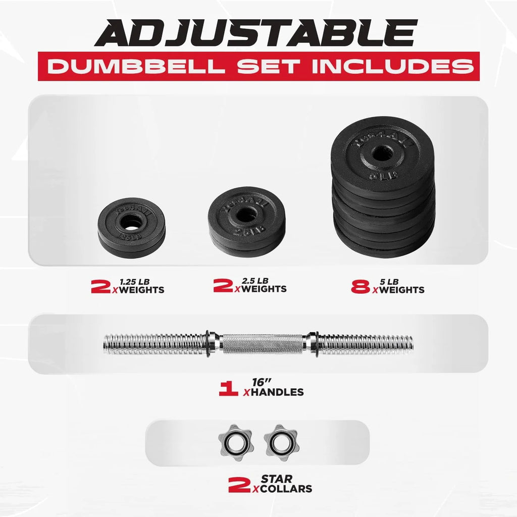 Adjustable 105 lbs Cast Iron Dumbbell Set K9093