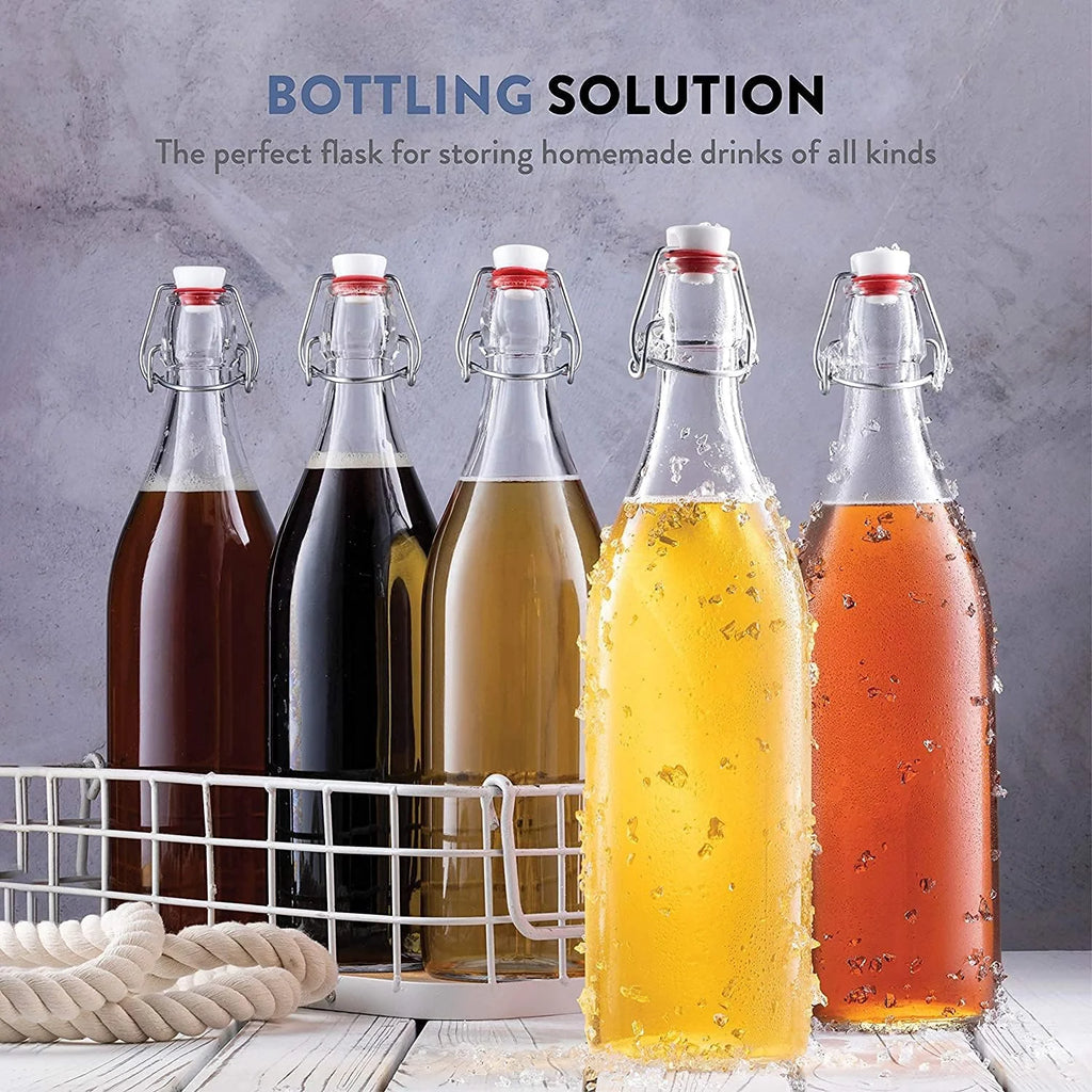 Clear Glass Bottle With Stopper, 33 3/4 oz. Q4439