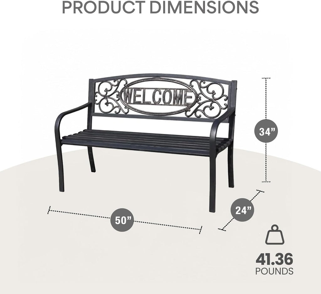 Black Powder Coated Steel Park Bench J984