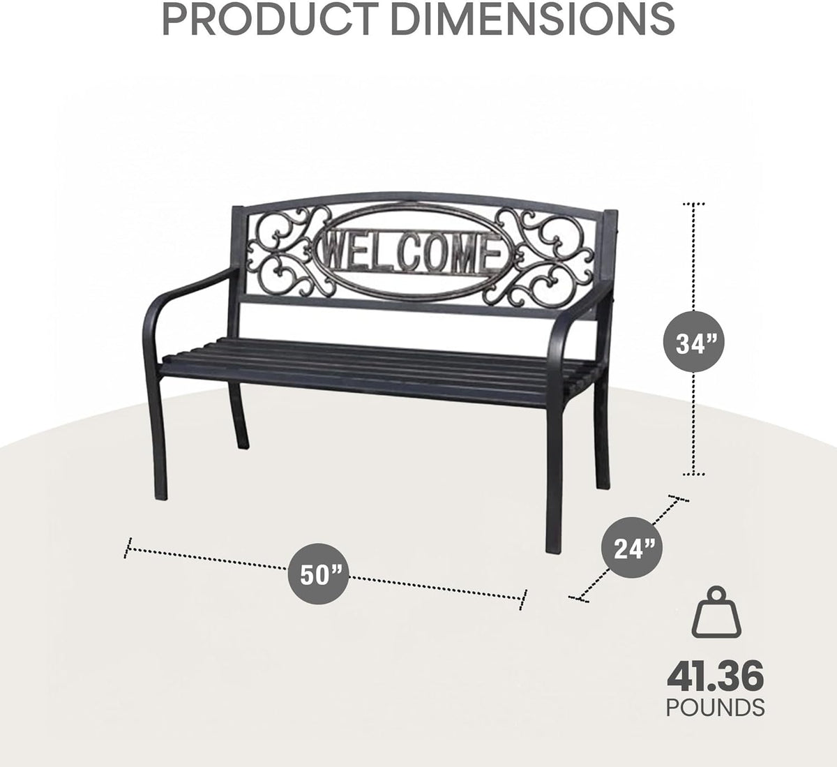 Black Powder Coated Steel Park Bench J984
