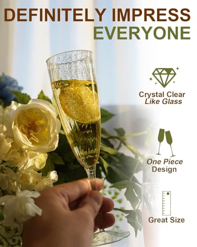 36 PCS Clear Plastic Champagne Flutes N816