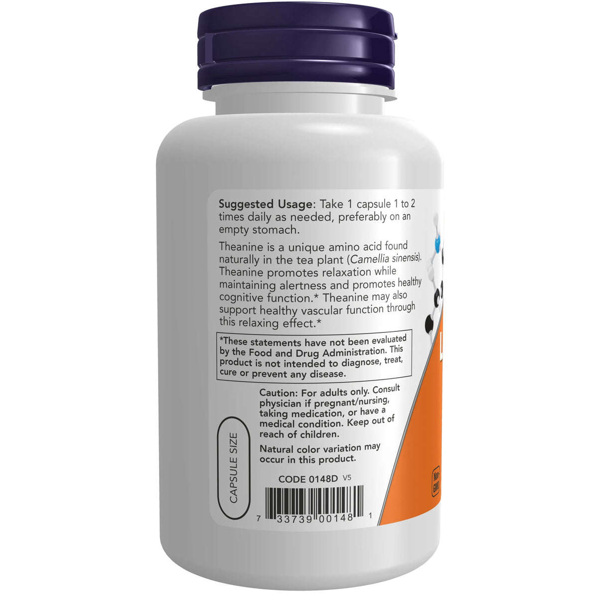 L-Theanine 200 mg with Inositol, 120 Veg Capsules H824598