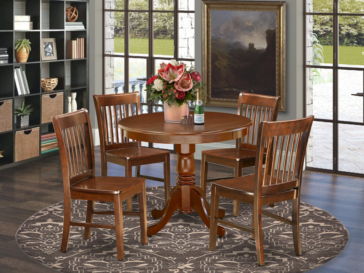Antique 5-piece Dining Chair and Round Table Set in Mahogany R173
