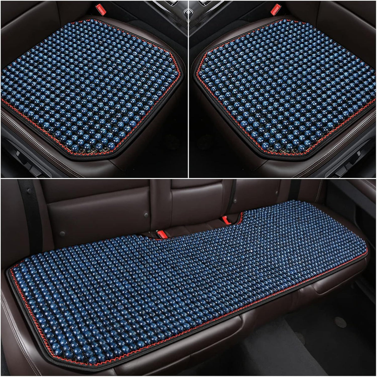 Wood Beaded Car Seat Cover, 3 Packs Front & Rear Bench Cooling Seat Cushions A37135