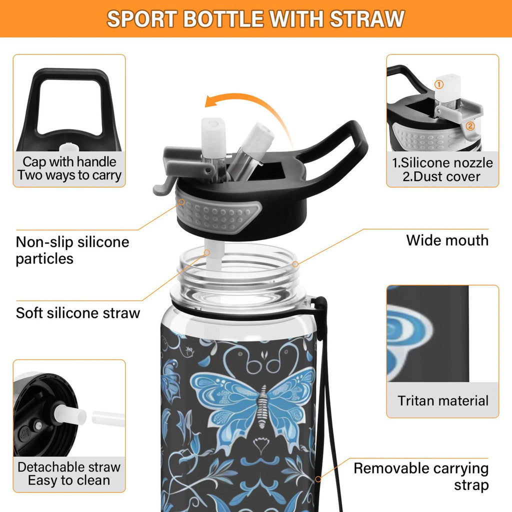 Blue 32oz Triton Sports Water Bottle with Straw C252