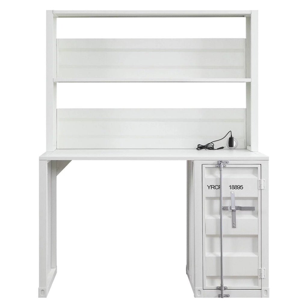 Metal Frame Desk and Hutch with Storage Base in Blue G9821