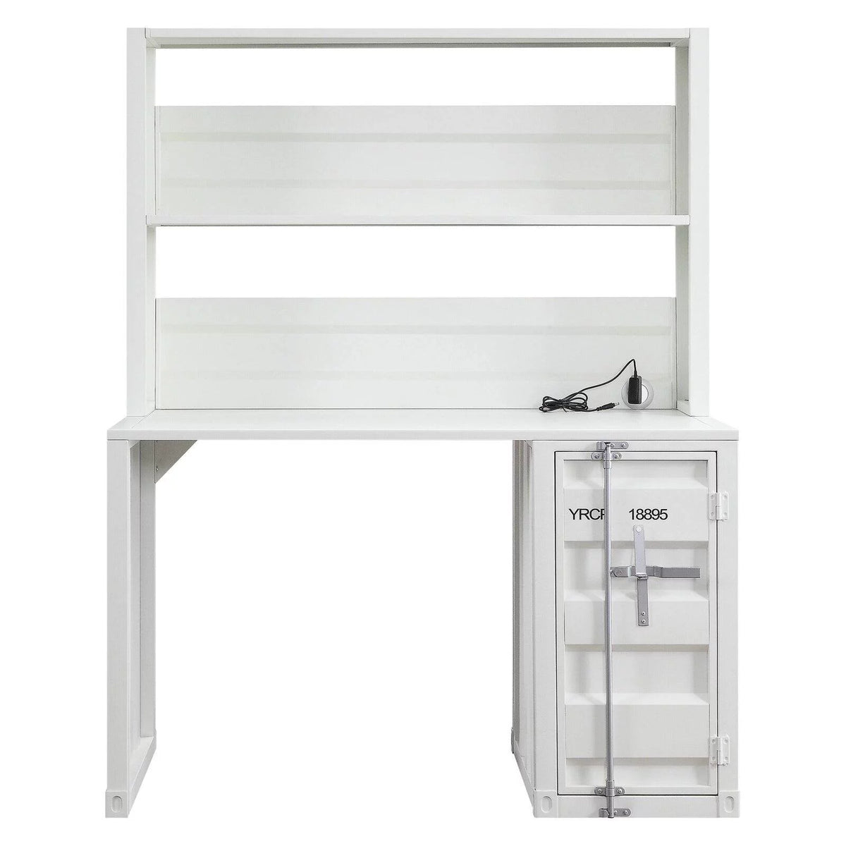Metal Frame Desk and Hutch with Storage Base in Blue G9821