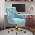 Blue Velvet Swivel Vanity Chair with Wheels W214