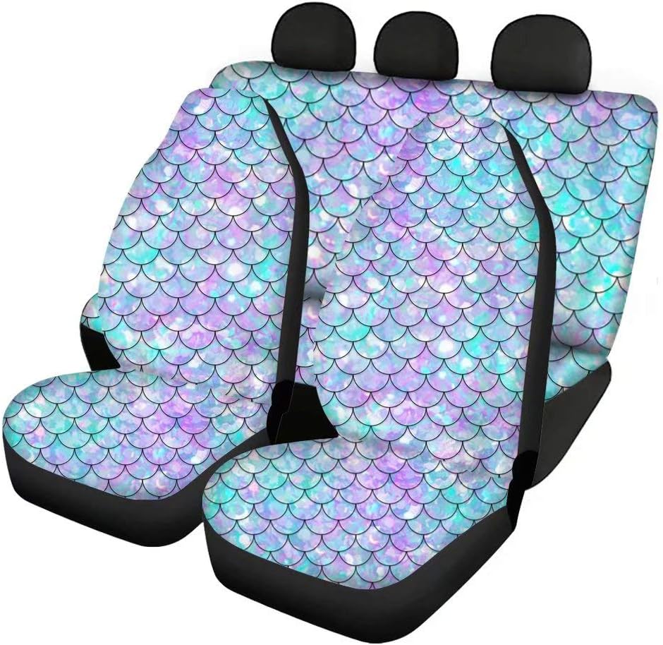 Red Kiss Lips Print 4pcs Car Seat Cover Set M1577