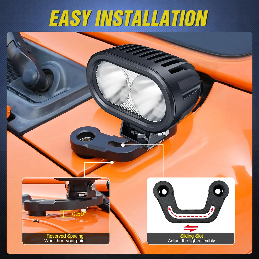 Hood Cowl Mount Brackets for Offroad LED Pod Light Work Lights D531382