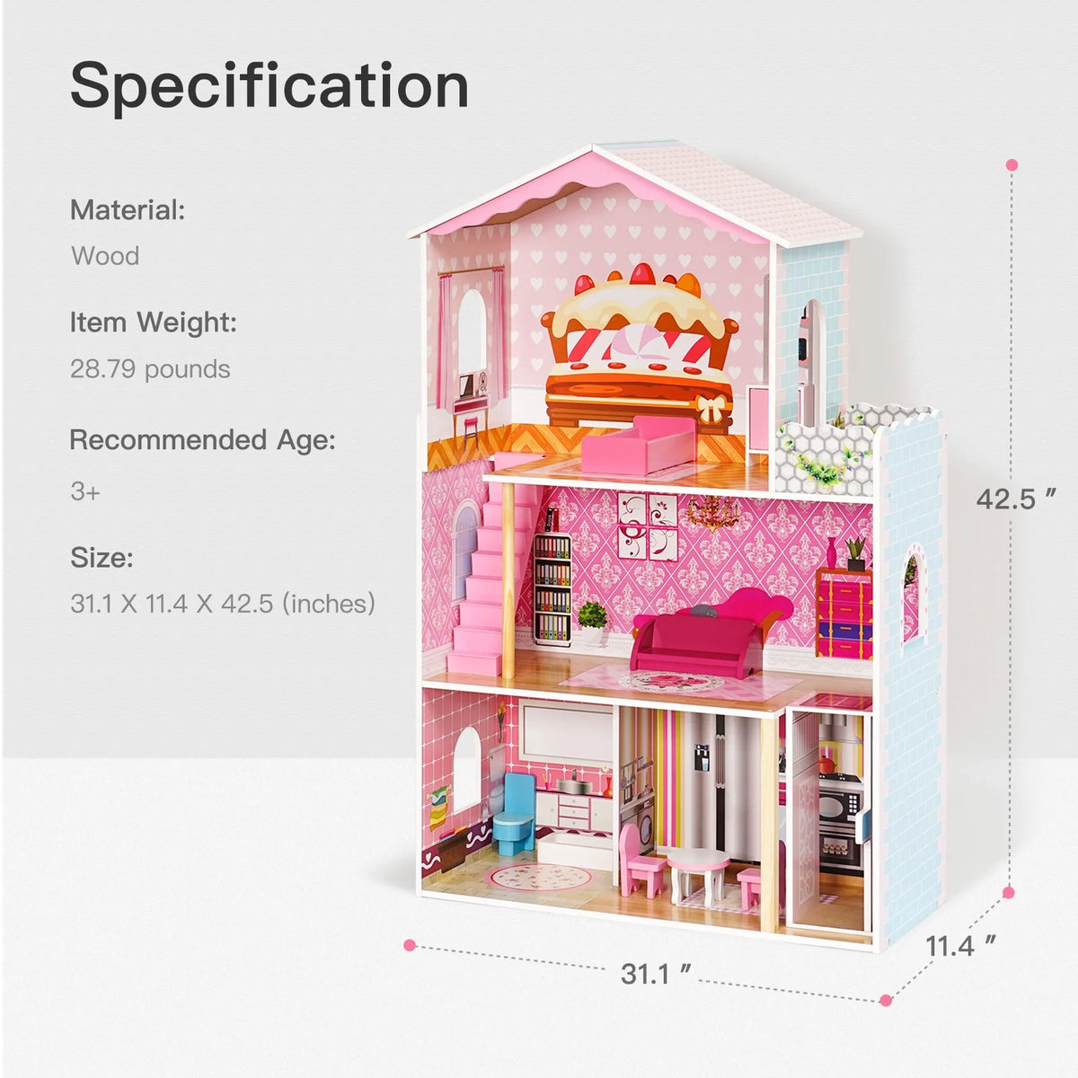 Wooden Dollhouse H1126