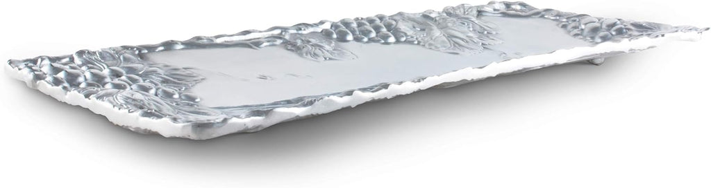 Metal Grapevine Oblong Serving Tray Sand Casted in Aluminum 19 inch x 8 inch Pack of 2 V29375