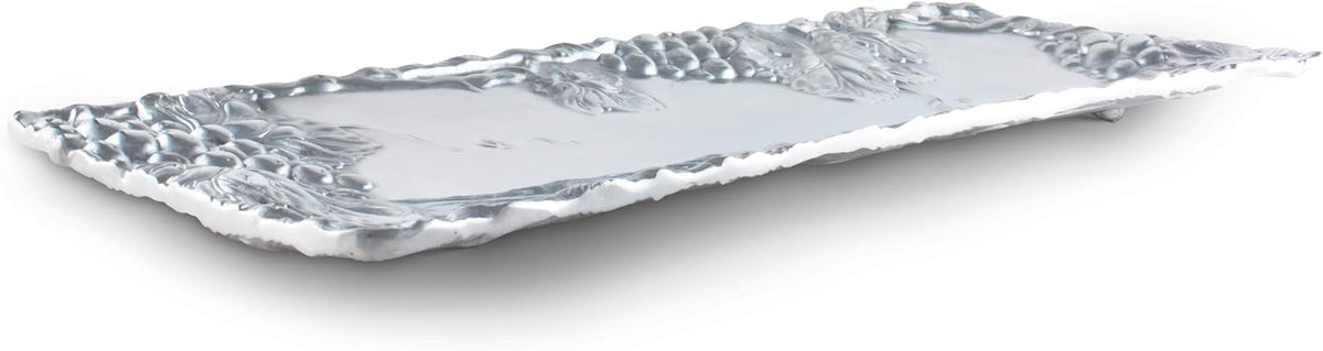 Metal Grapevine Oblong Serving Tray Sand Casted in Aluminum 19 inch x 8 inch Pack of 2 V29375