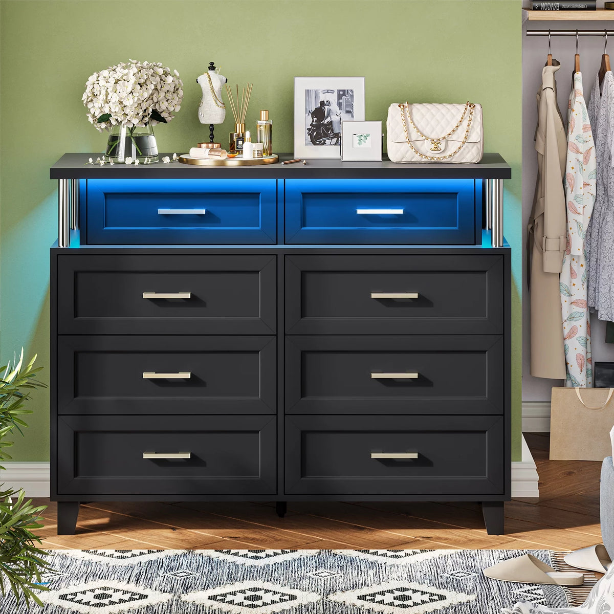 Black 8 Drawer Dresser A2281