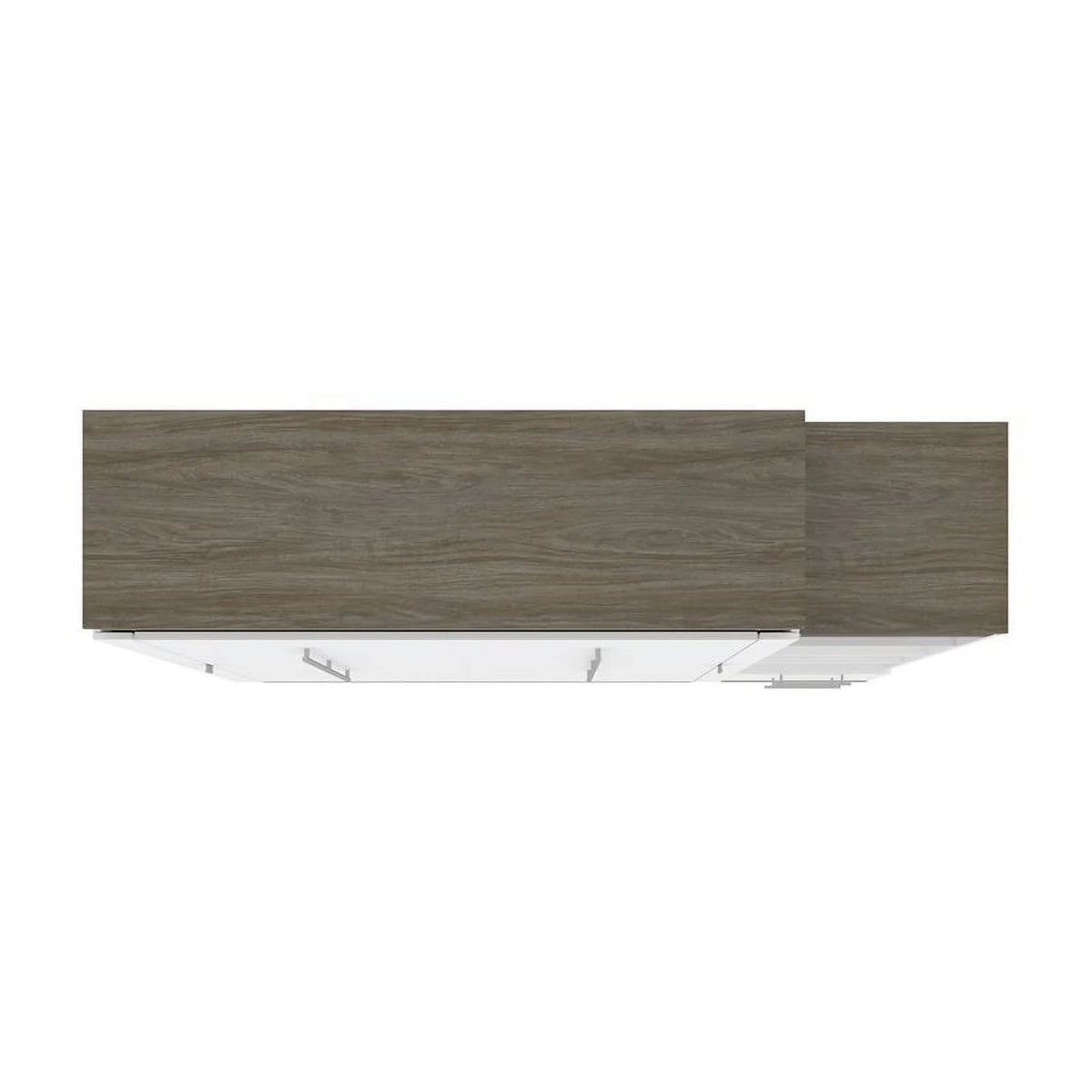 White Queen Murphy Bed and Shelving with Drawers W4669