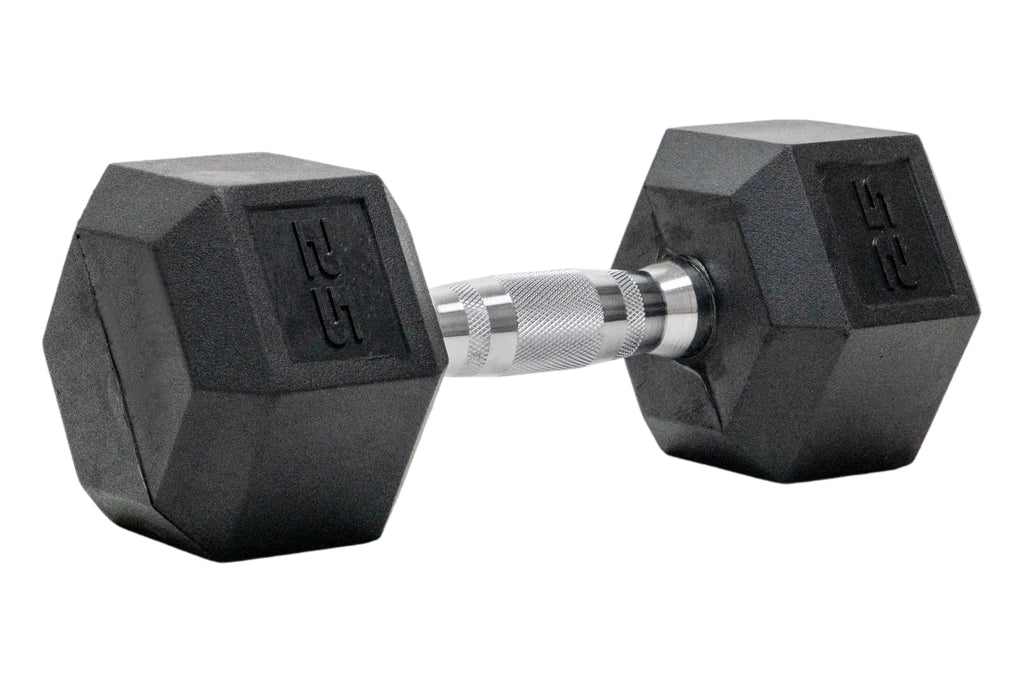 25 lb Black Hex Rubber Dumbbell W713