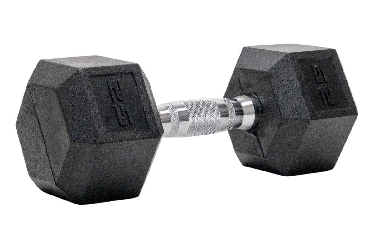 25 lb Black Hex Rubber Dumbbell W713