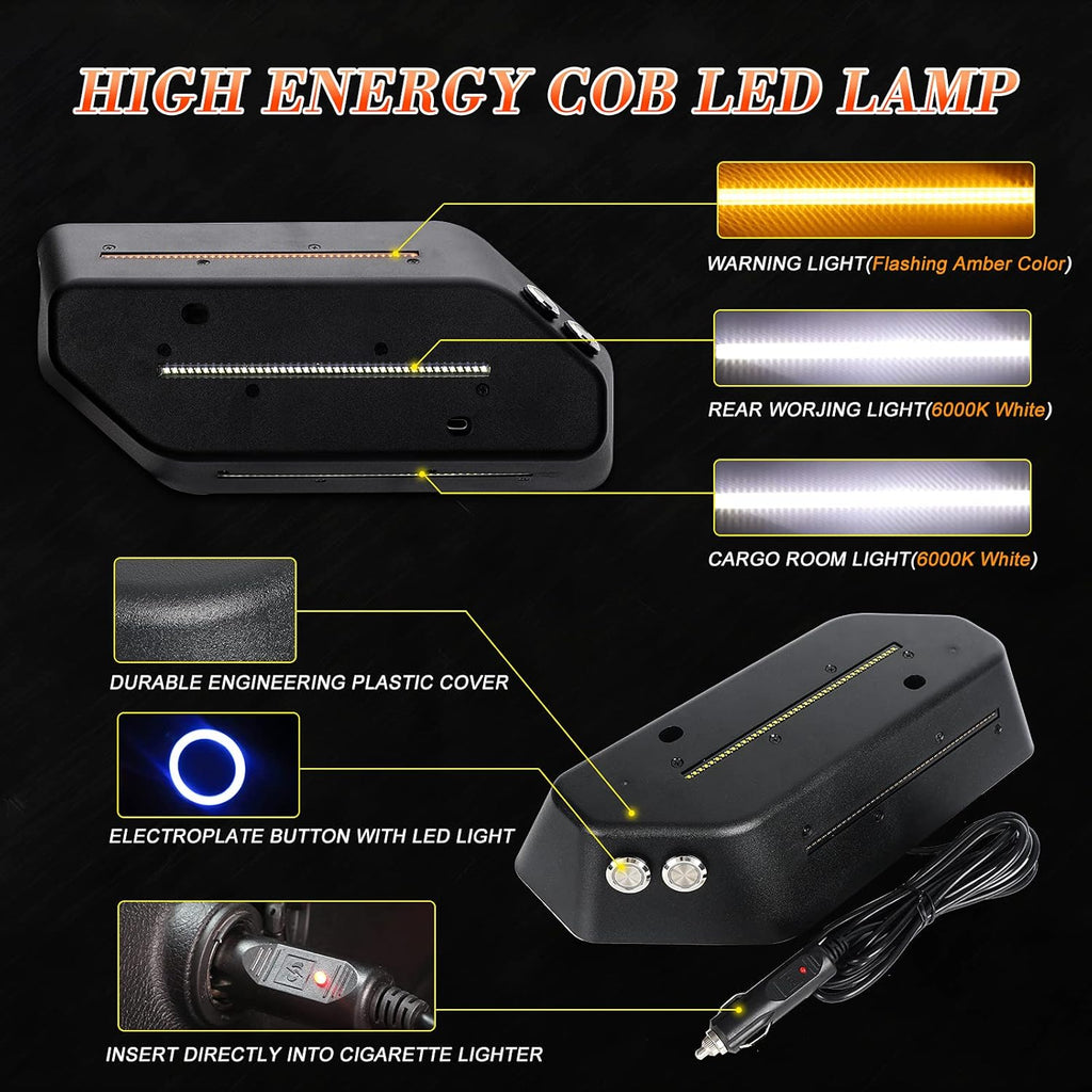 LED Trunk Rear Light Rear Glass Lift Gate Dome Light Compatible with Jeep Wrangler JL JLU 2018 2019 2020 LED Cargo Light with White light and Flash Amber Warning Light R4488