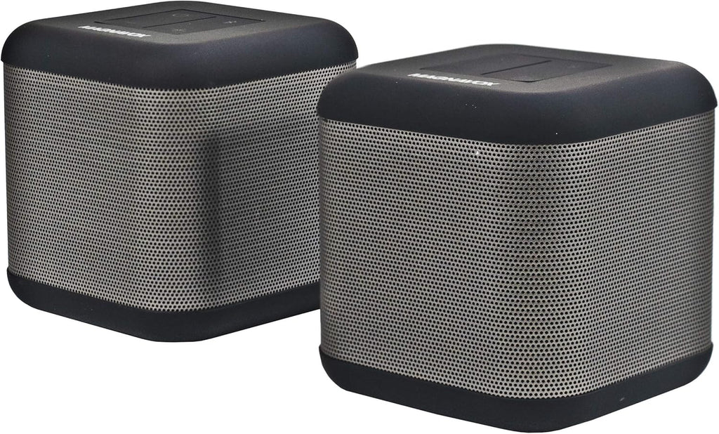 Silver and Black Stereo Speakers, Bluetooth, Pack of 2 K708