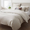 White European Flax Linen Ruffle Duvet Sham Set H6551