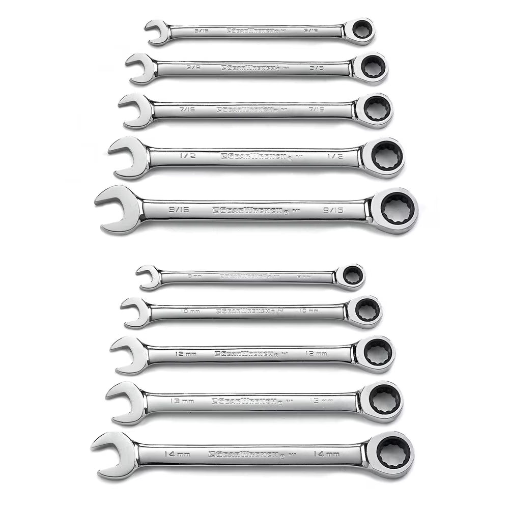 10 Pc Combination Ratcheting Wrench Set R537