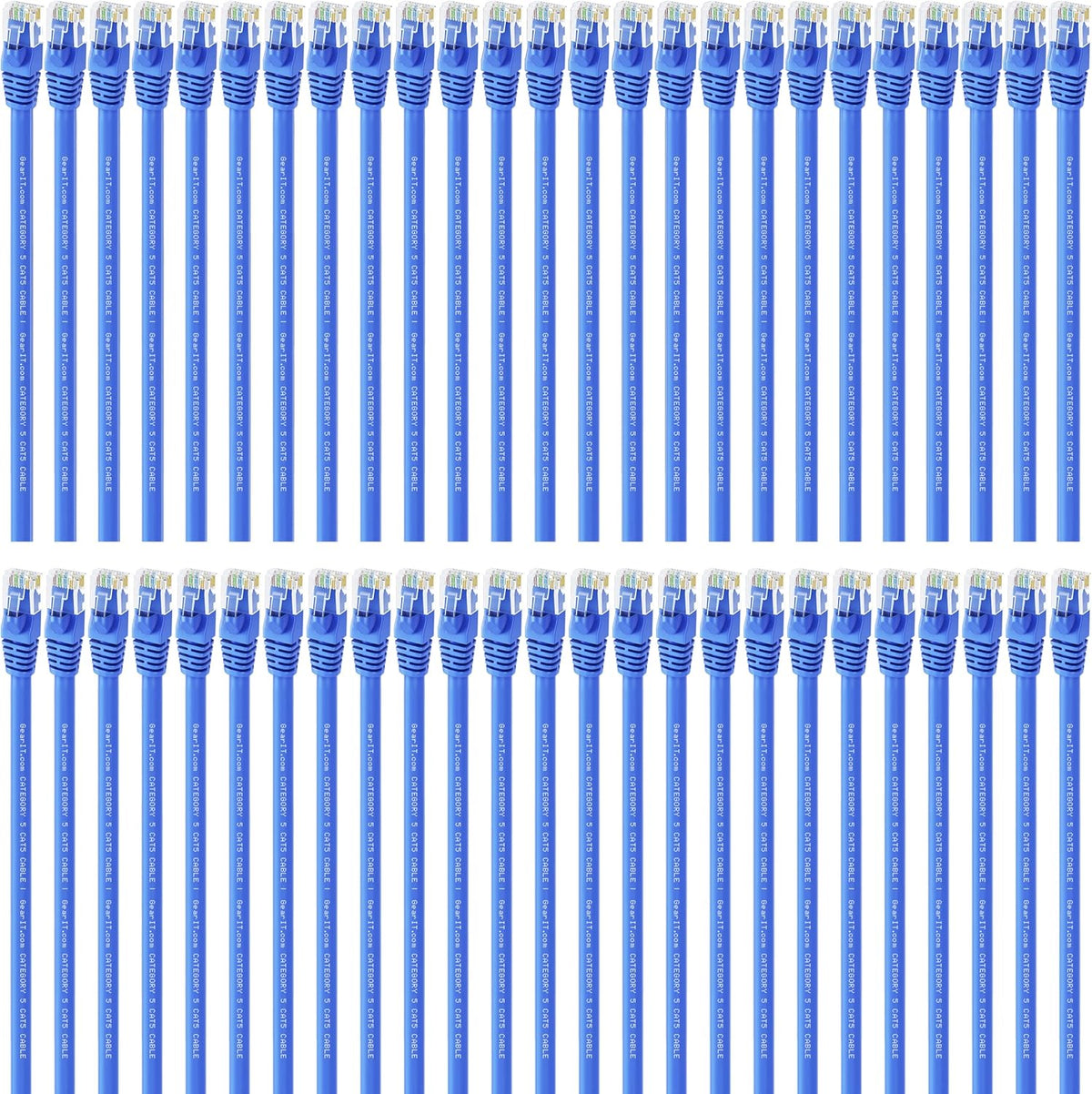 50-Pack Cat5e Ethernet Patch Cable 3 Feet Blue RJ45 Network Cord T71326