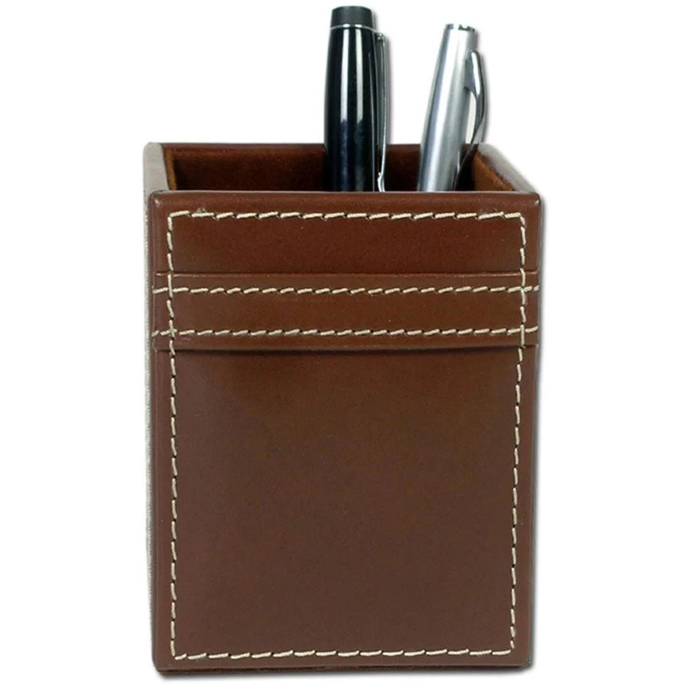 Rustic Brown Leather 7-Piece Desk Set F216