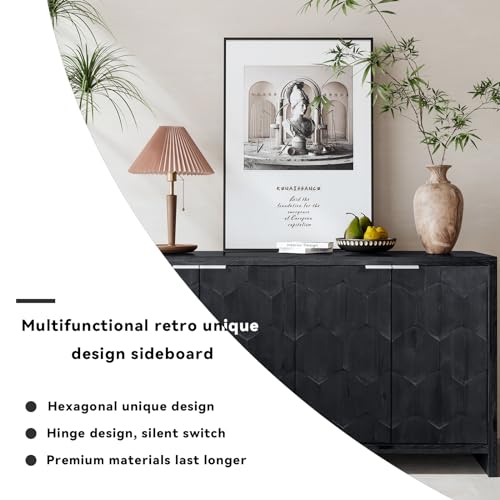 3-Door Sideboard Storage Cabinet with Wooden Texture U28554