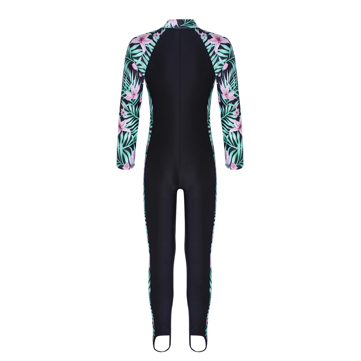 Kids Girls One Piece Zip up Rash Guard Shirt Swimsuit A549