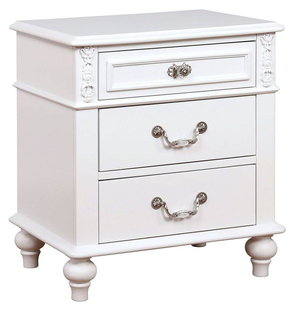 White USB Outlet Night Stand T395