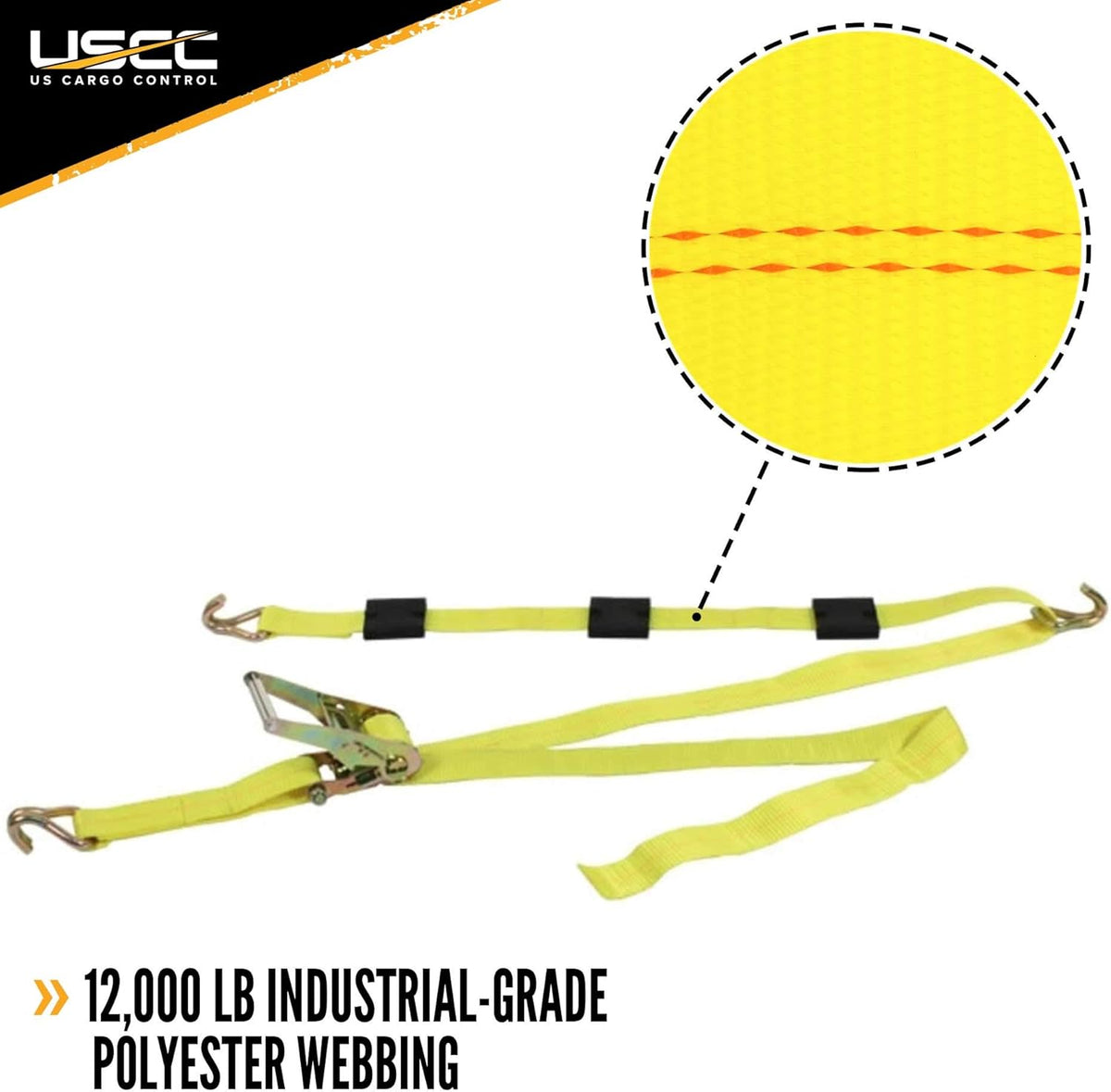 2-Inch Wide Polyester Wheel Strap with Ratchet, 3,333 Pound Working Load Limit, 4 Pack C79154