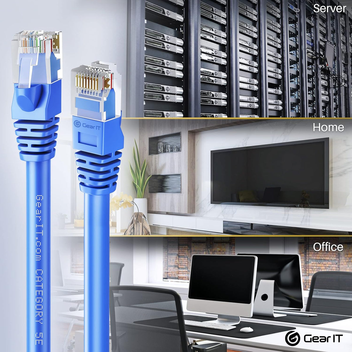 50-Pack Cat5e Ethernet Patch Cable 3 Feet Blue RJ45 Network Cord T71326