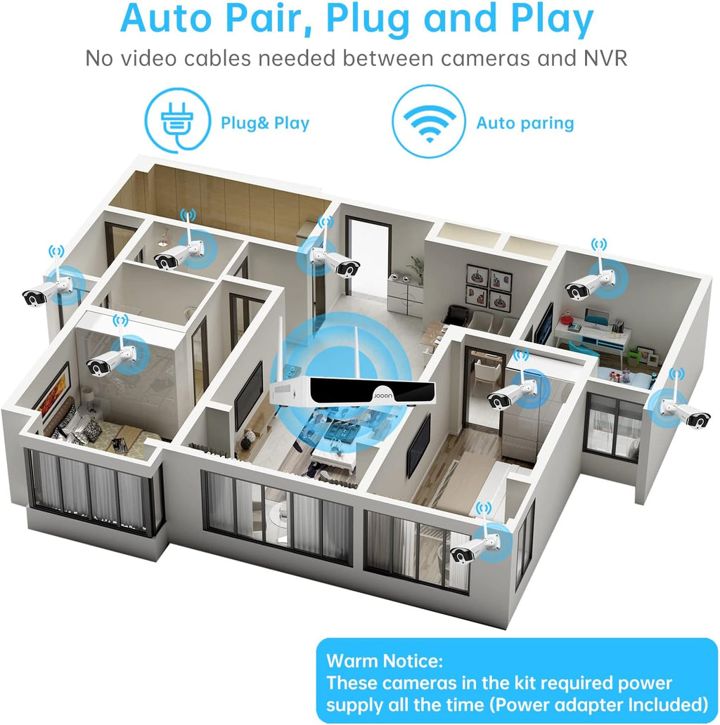 3MP Wireless 8-Channel NVR Security Camera System with 1TB Hard Drive V608