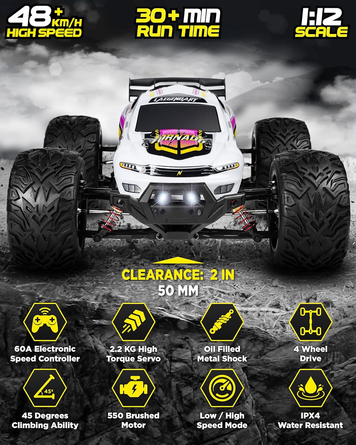 Purple Yellow 4x4 Off Road Waterproof RC Car F102