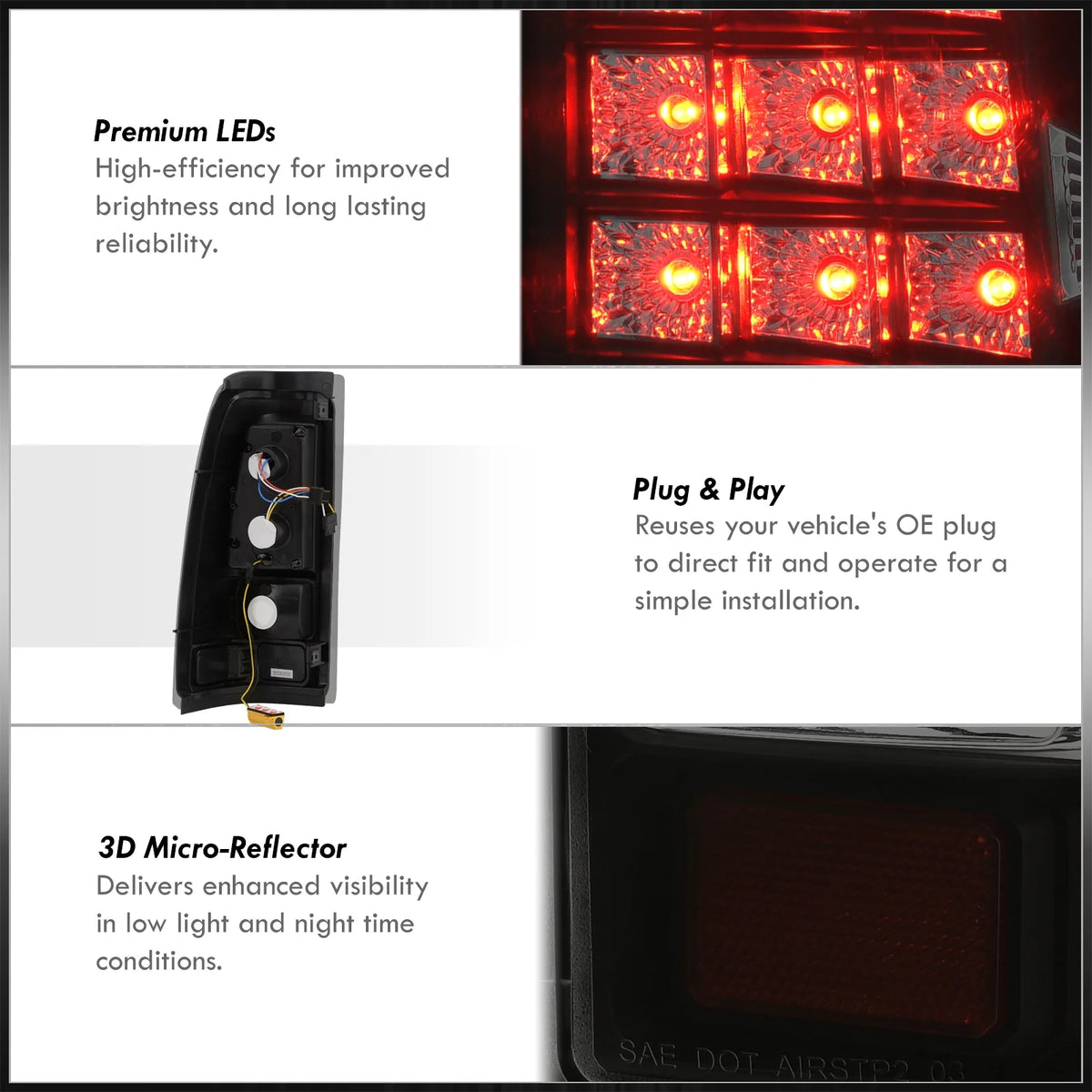 Smoked Lens Black Housing LED Tail Lights Pair F271785