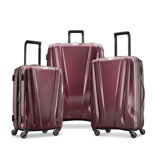 3 Piece Hard-Shell Luggage Set with Carry-On, Medium, and Large Suitcase, Aubergine O89521