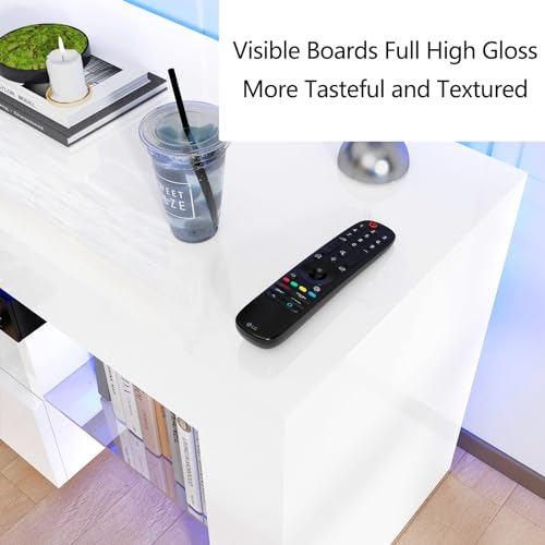 White High Gloss TV Stand with Storage Drawer D52618