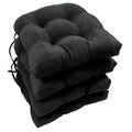 16-inch Micro Suede Tufted Chair Cushions Set of 4 Black Y7779