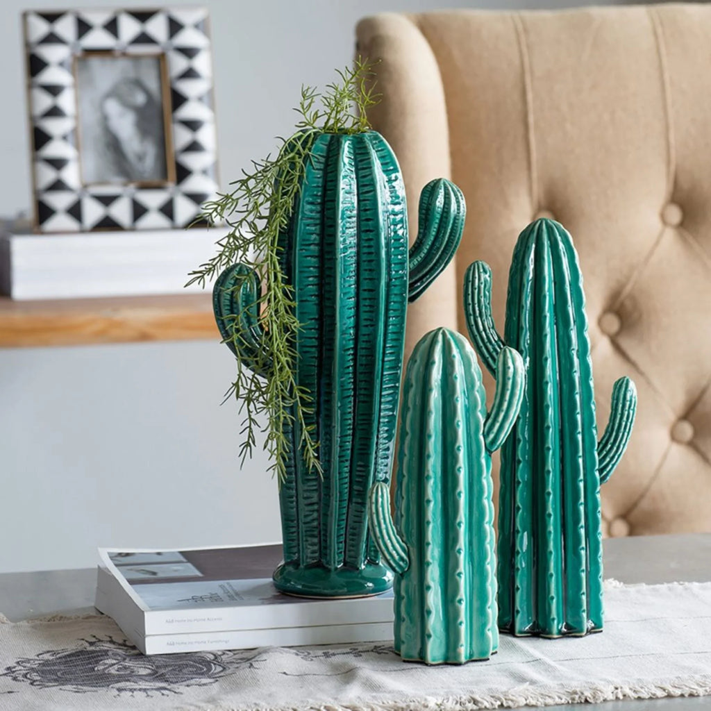 14" Blue Textured Cactus Accent O221703