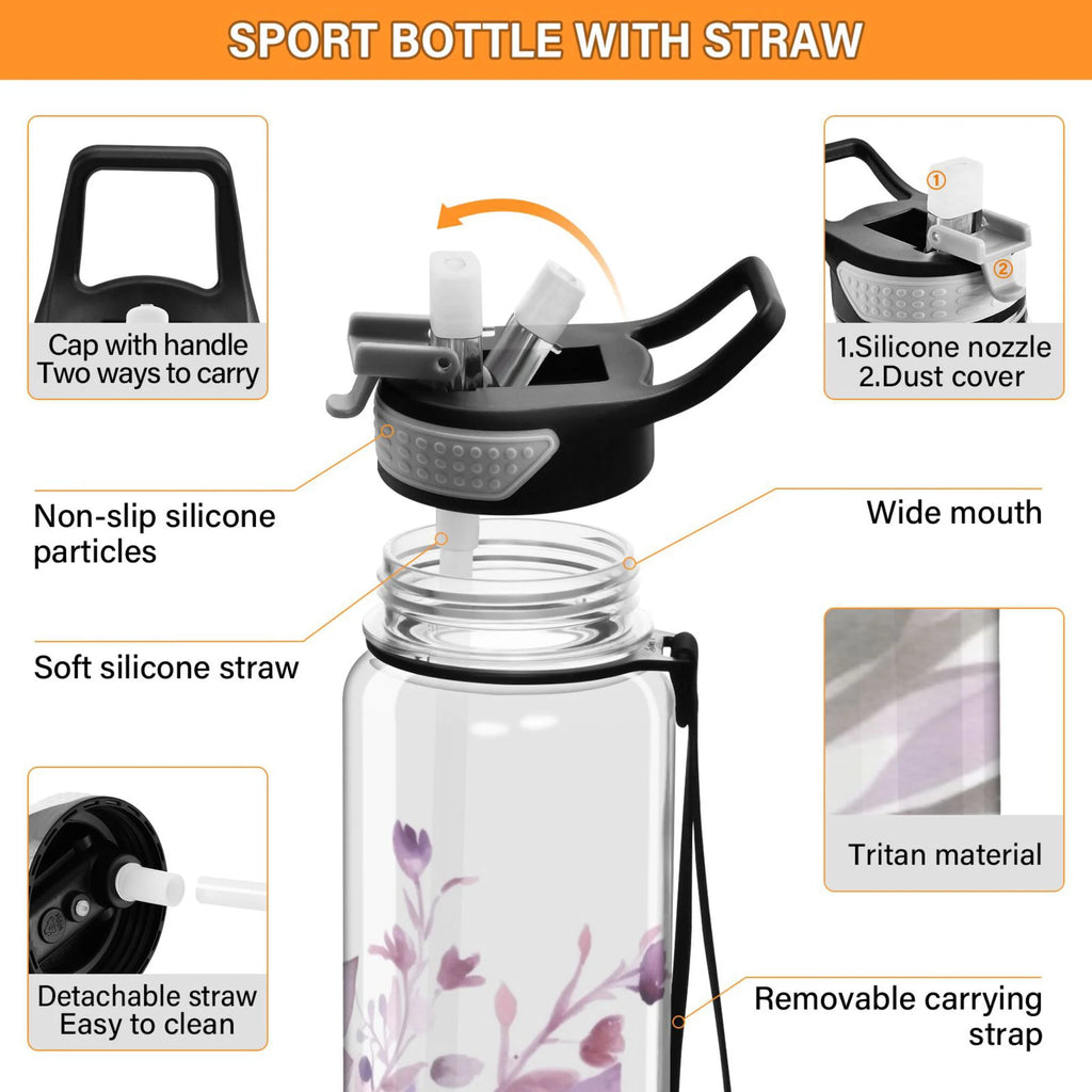 Purple 32oz Tritan Sports Water Bottle with Straw J613