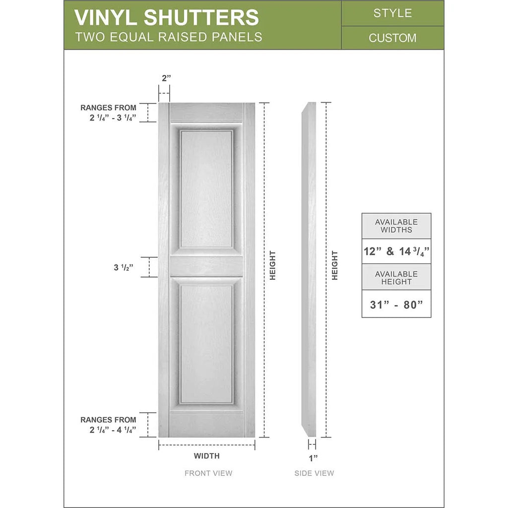 Black Raised Panel Shutters Per Pair V974